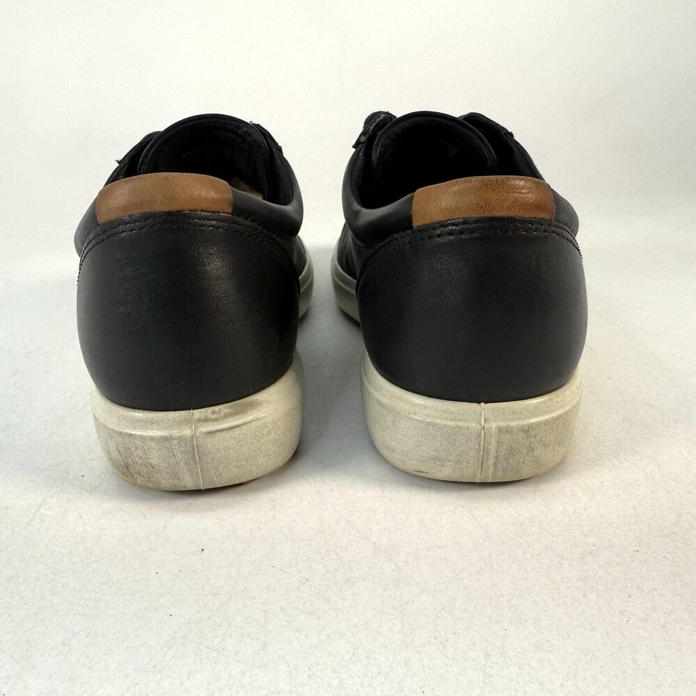 ECCO Soft 7 Womens Size 8 Shoes Black Leather Low Top Lace Up Casual Sneakers - Picture 6 of 11